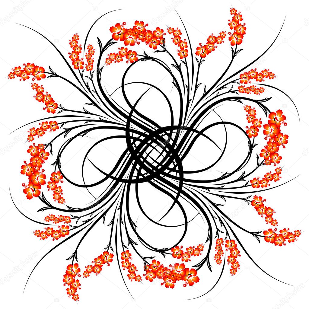 Abstract Floral Scrolls Decoration Element Vector Illustration