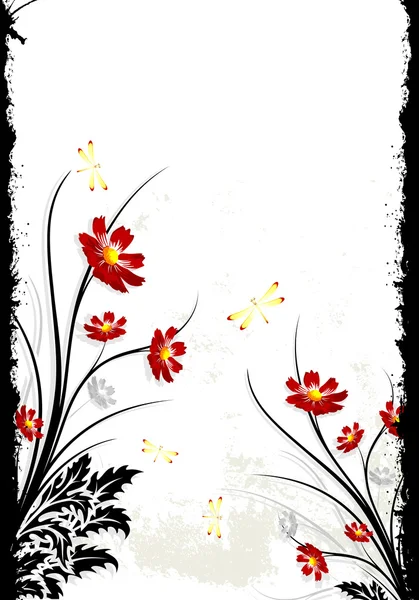 Abstract Grunge Floral Background — Stock Vector