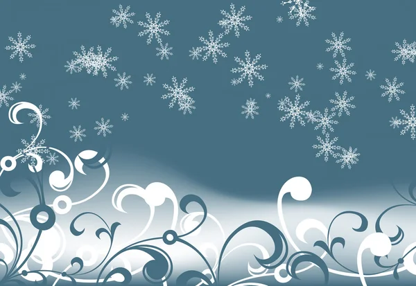 Абстрактний фон зі сніжинками та квітковими елементами — стоковий вектор