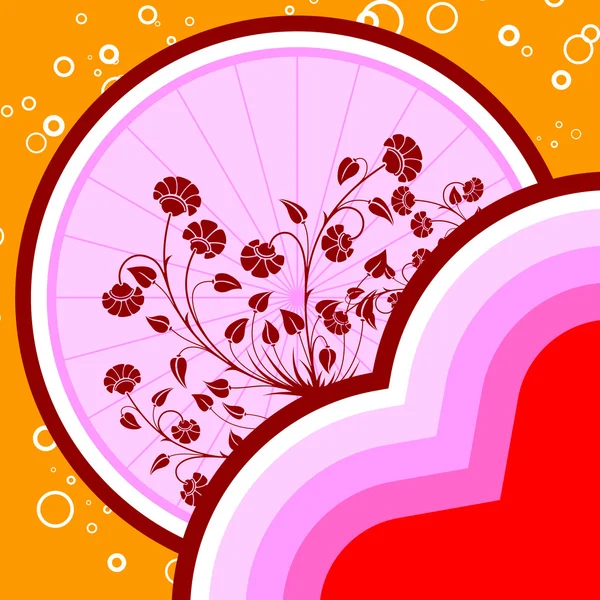 Abstracte st. valentine kaart met bloemen en cirkels, vector ziek — Stockvector