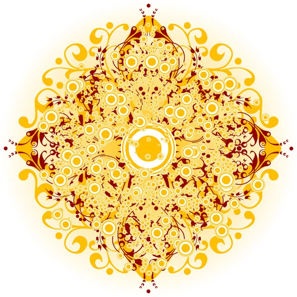 Abstrakt bakgrund med blommig element och cirklar, vektorgrafik sjuk — Stock vektor