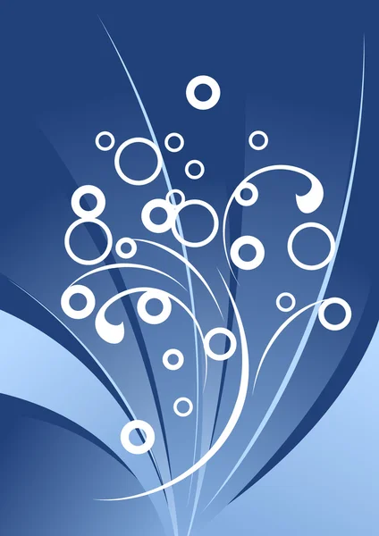 Kreativní pozadí s svitky a kruhy v modré barvě, vect — Stockový vektor