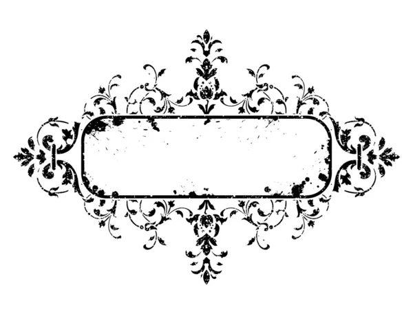 Old grunge frame with floral decoration, vector illustration — Stock Vector