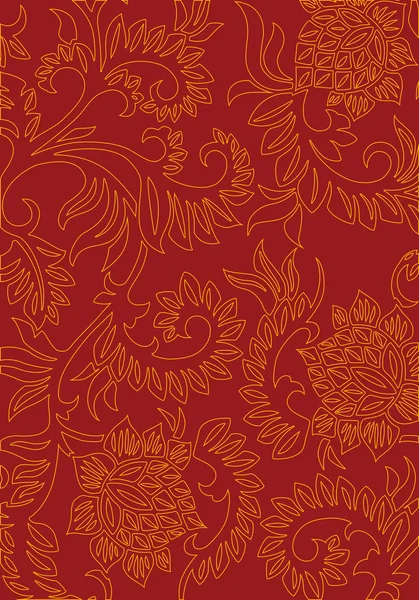Abstract floral decoratieve achtergrond op rode kleur, vector illus — Stockvector