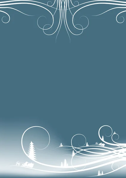 Abstrait fond d'hiver avec silhouettes sapin et Santa Cl — Image vectorielle