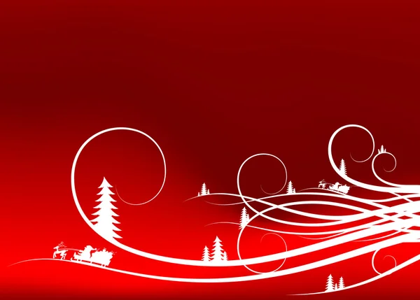 与 firtree 剪影和圣诞老人 cl 抽象冬季背景 — 图库矢量图片