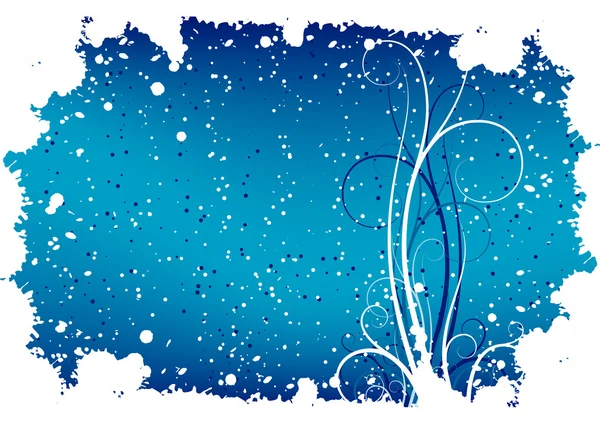 Abstrakter Winter Grunge Hintergrund mit Flocken und Schriftrollen — Stockvektor
