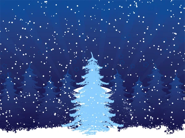 Grunge Weihnachtsrahmen mit Weihnachtsbaum — Stockvektor