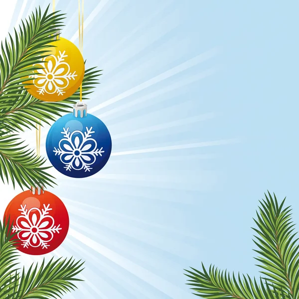 Arrière-plan avec branche d'arbre de Noël et jouets — Image vectorielle