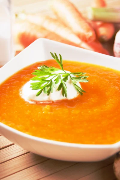 Zupa kremowa marchewka — Zdjęcie stockowe