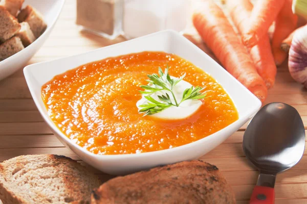 Krémová mrkvová polévka — Stock fotografie