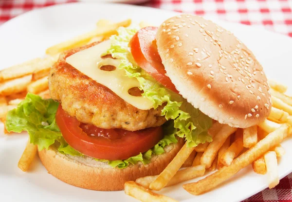Heerlijke kip Hamburger — Stockfoto