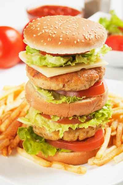 Doppelter Chicken Burger — Stockfoto
