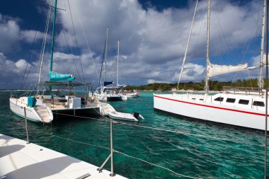 Mauritius. katamaran yakınındaki adanın gabriel