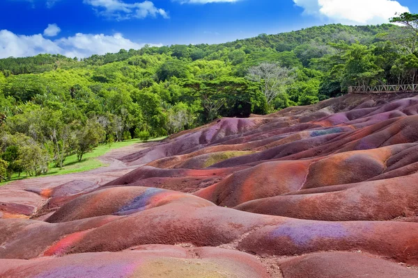 Main sight of Mauritius- Chamarel-seven-color lands. — Stock Photo, Image
