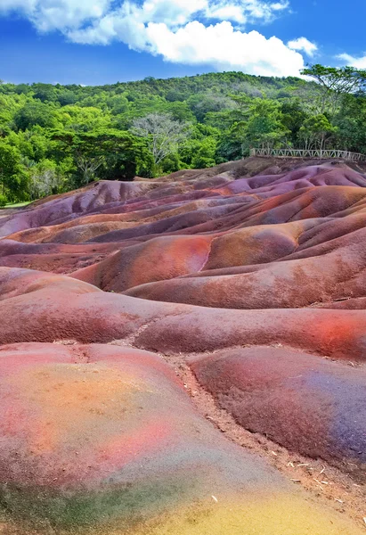 Main sight of Mauritius- Chamarel-seven-color lands. — Stock Photo, Image