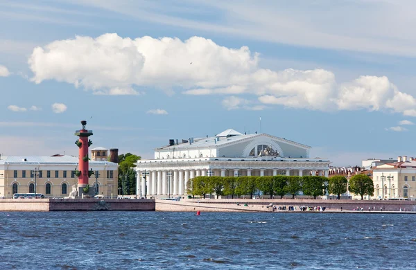 Rusland. Petersburg. een pijl van Vasilevski eiland en rostraal kolommen. — Stockfoto