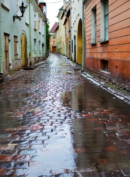 Straßen der Altstadt im Regen. tallinn, estland. — Stockfoto