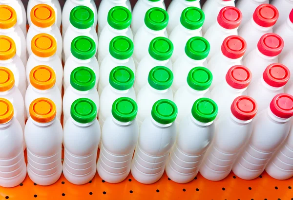 Numbers of bottles from under yogurt — Stock Photo, Image