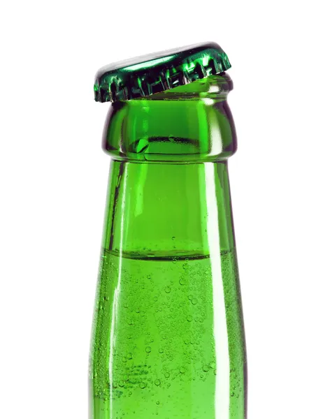 Cuello de botella de cerveza con tapa abierta — Foto de Stock