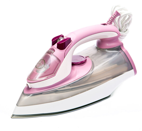 Modern new electric iron on white background