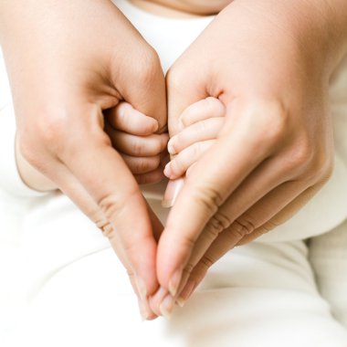 Baby holding mother hand clipart