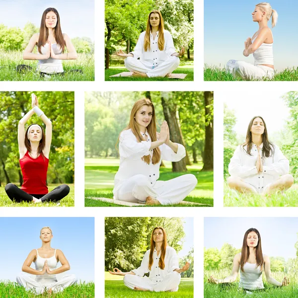 Yoga kvinnan samling — Stockfoto