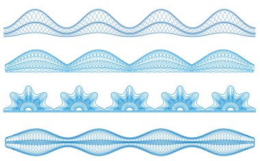 Guilloche borders, vector pattern for currency, certificate or d clipart