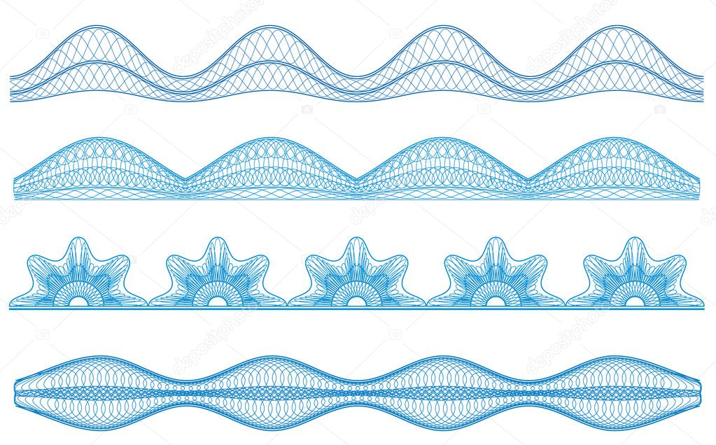 Guilloche borders, vector pattern for currency, certificate or d