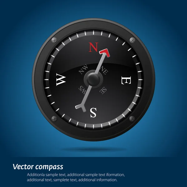Schwarzer Kompass — Stockvektor