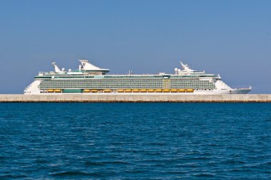 Cruise Ship Leaving the Port of Barcelona clipart