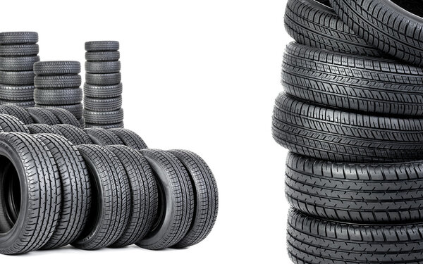 Tires on the white background