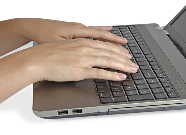 Woman typing on notebook — Stock Photo, Image