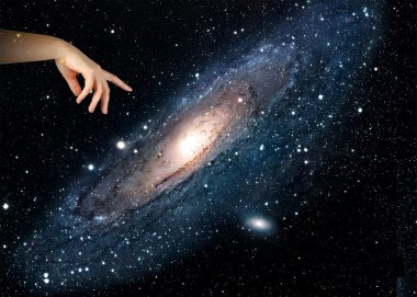 Pointing to galaxy.Elements of this image furnished by NASA clipart