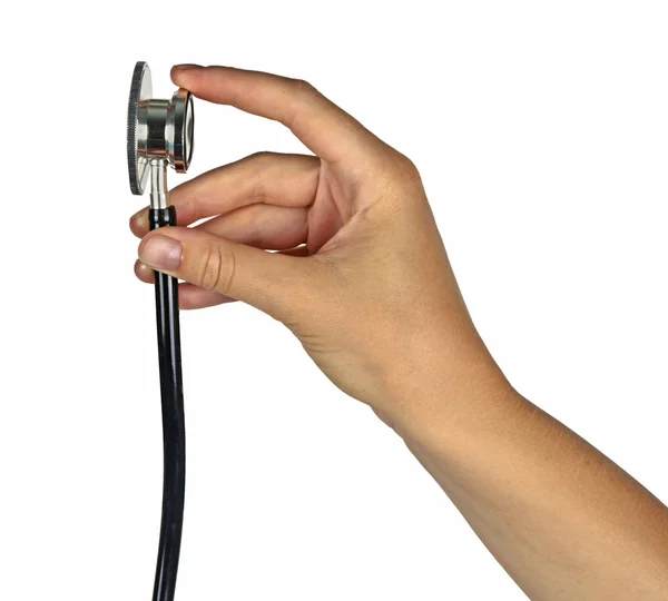 Hand met stethoscoop — Stockfoto