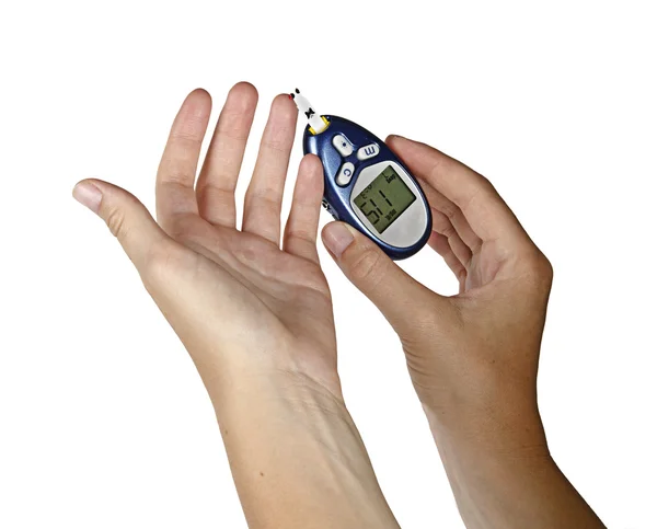 Měření hladiny glukózy v krvi — Stock fotografie