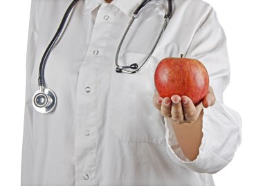 Apple in doctor's hand clipart