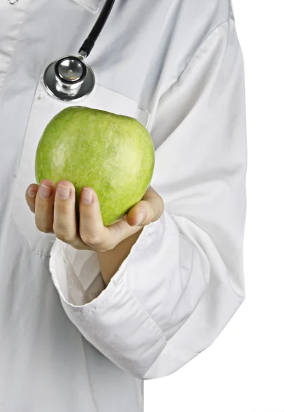 Doktorun elinde elma — Stok fotoğraf