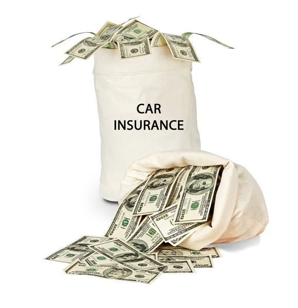 Bag with car insurance — Stock Photo, Image