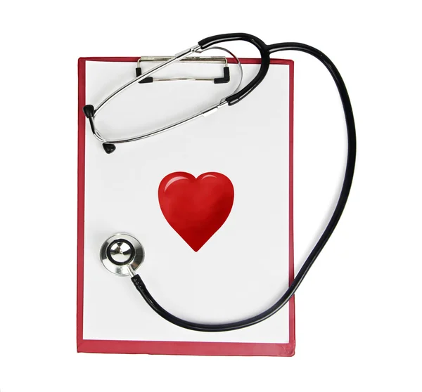 Stethoscope,clipboard,heart — Stock Photo, Image