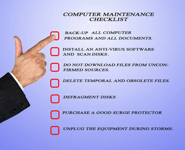 Checklist for computer maintenance — Stock Photo, Image
