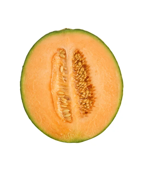 Przekrój melon na białym tle — Zdjęcie stockowe