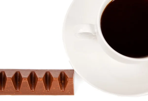 Café y chocolate en envoltura de plata —  Fotos de Stock