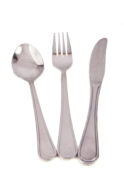 Cuchara de plata, tenedor y cuchillo —  Fotos de Stock