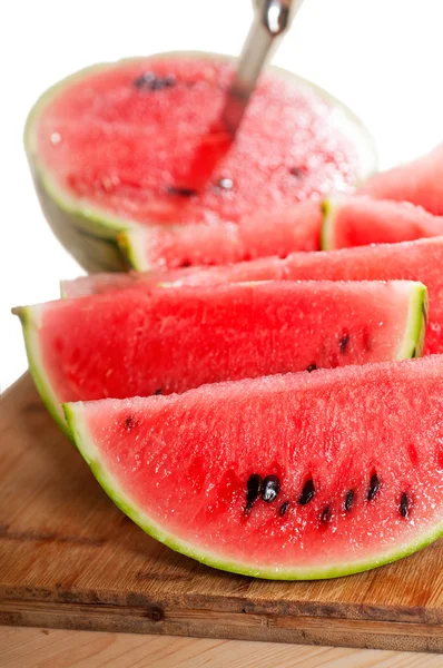 Stock image Fresh watermelon on a wood table