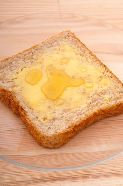 Bread butter and honey — Stock Photo, Image