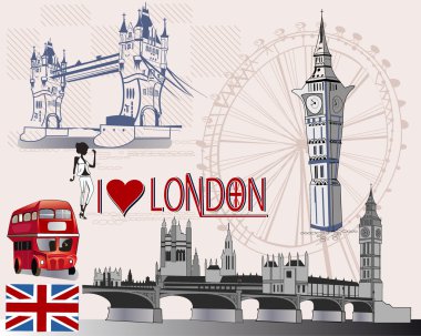 Set of London symbols clipart