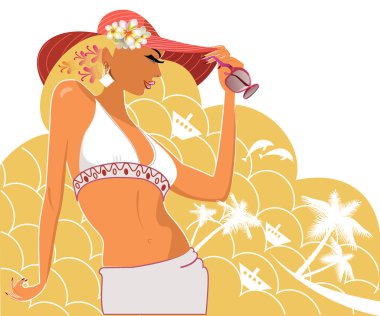 Girl on the beach - an abstract concept clipart