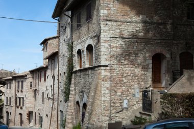 Assisi'da İtalyan hill town Ortaçağ Caddesi