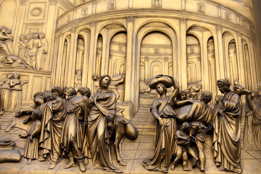 Florence - Baptistery , Panel of the Door of Paradise — Stock Photo ...